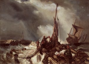 A Fisherman Pulling in a Net, 1868 by Eugene Isabey